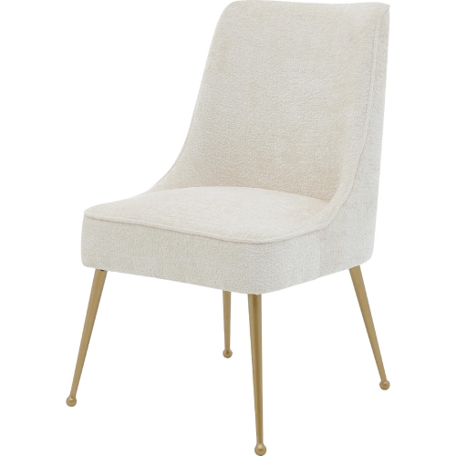 Cedric Dining Chair in Cream Fabric & Gold Steel (Set of 2)